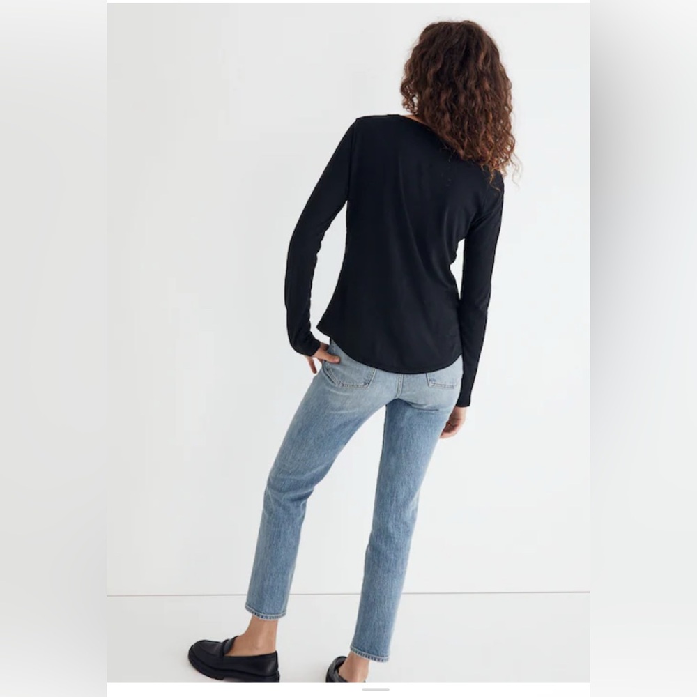 Madewell Whisper Cotton Rib-Crewneck Long-Sleeve Tee - Cream - Picture 4 of 4